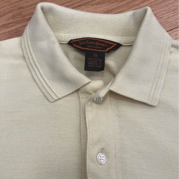 Vintage ves aint aurent portswear ellow 00 otton olo hirt - Picture 5 of 11